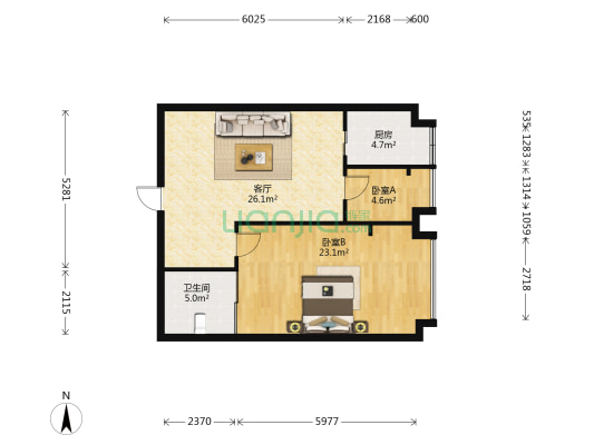兴发公寓 2室1厅1卫 86平方