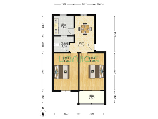 金狮巷8号 2室1厅1卫 71平方