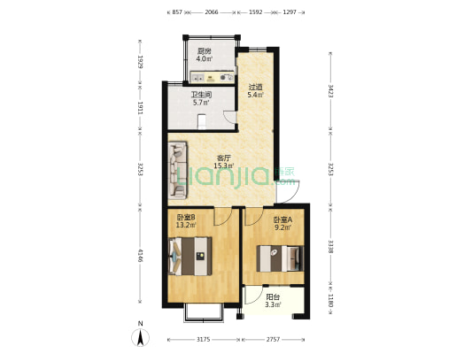凌云路59号院 2室1厅1卫 68平方
