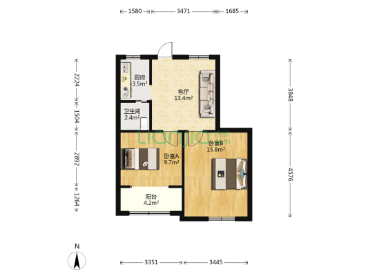 沿港路17号 2室1厅1卫 58平方