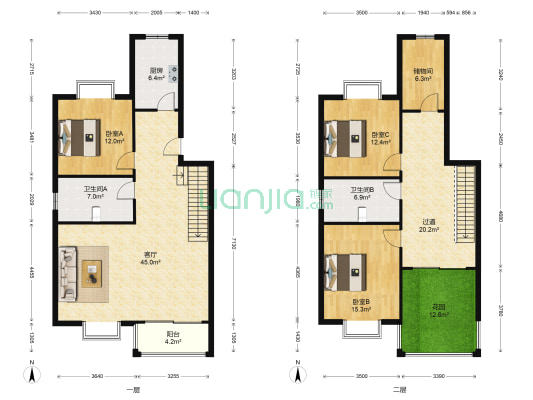 鸿福景苑 3室1厅2卫 158平方