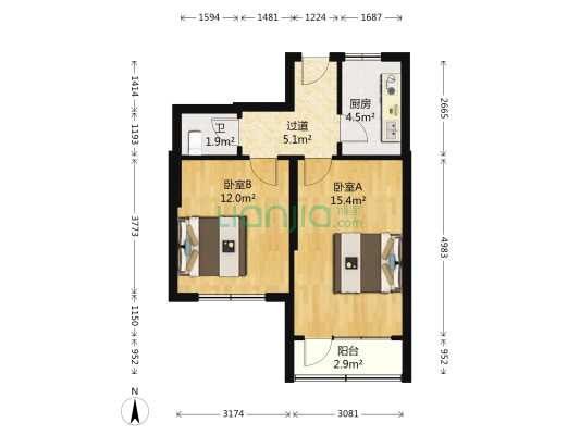永嘉路 2室0厅1卫 58平方
