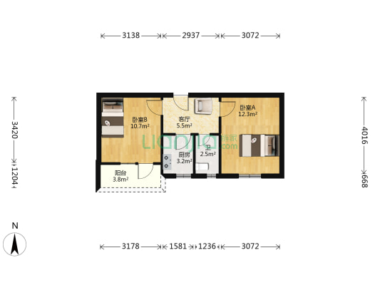 法院东街 2室1厅1卫 46平方