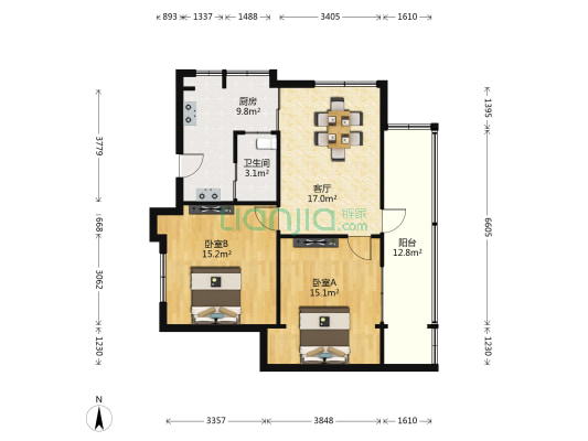 下塘塍街 2室1厅1卫 51平方