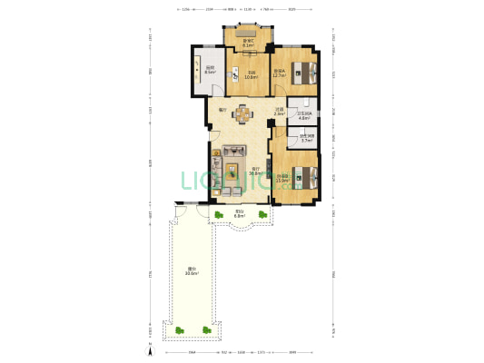 运轩阁 4室1厅2卫 132平方