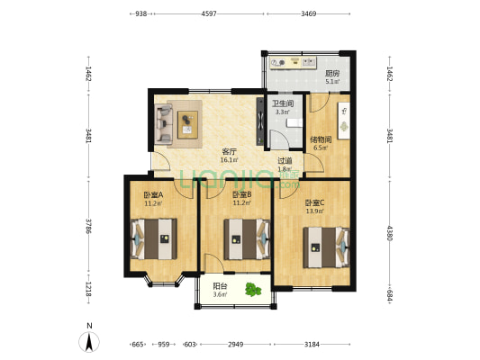 民政局家属院 3室1厅1卫 82平方
