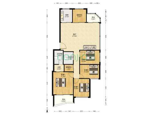英豪花园 4室1厅2卫 151平方