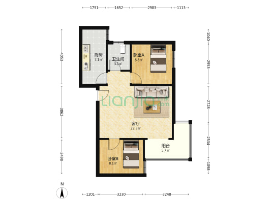 长乐西苑 2室1厅1卫 73平方