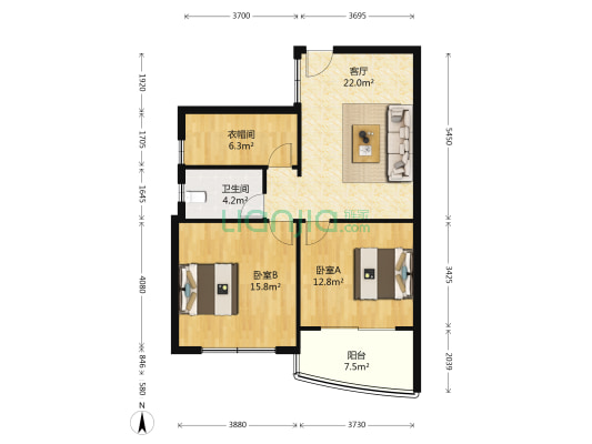 恒力公寓 2室1厅1卫 92平方