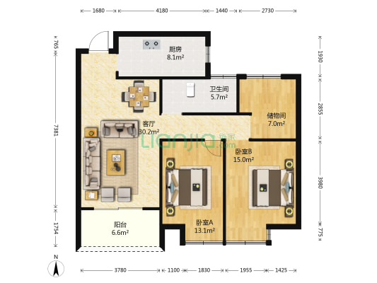 向阳府一区 2室1厅1卫 105平方