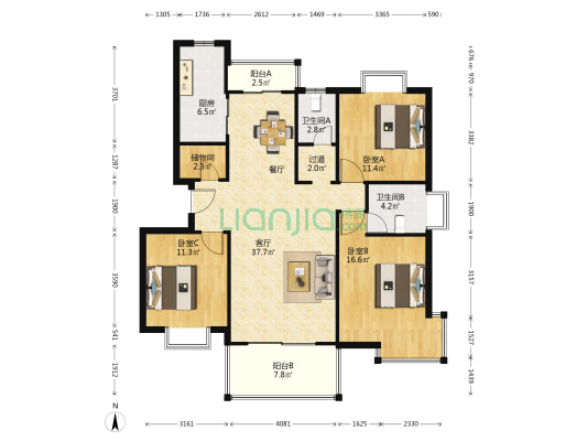 爵仕悦 3室1厅2卫 127平方