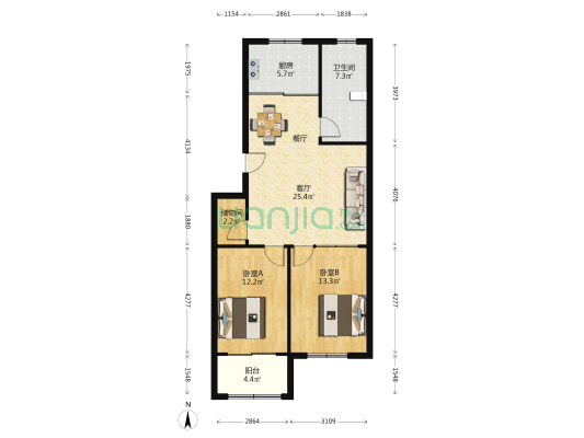 张营社区 2室1厅1卫 86平方