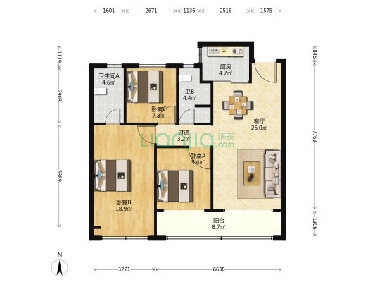 新城时光印象 3室1厅2卫 123平方