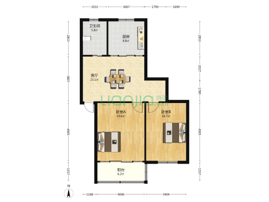 堰桥街道堰桥中路 2室1厅1卫 94平方