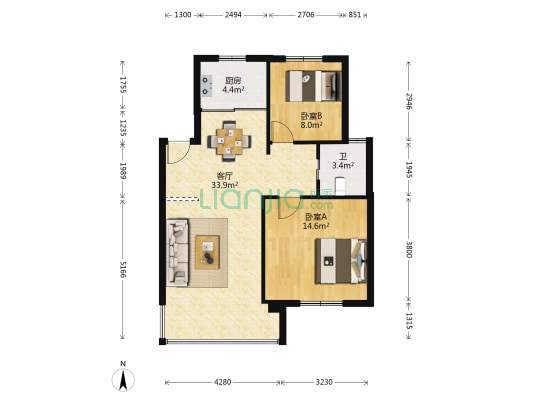 高峰家园一期 2室1厅1卫 84平方