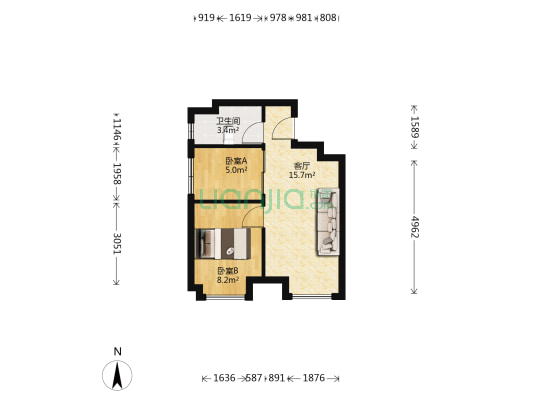 保利星荟 2室1厅1卫 50平方