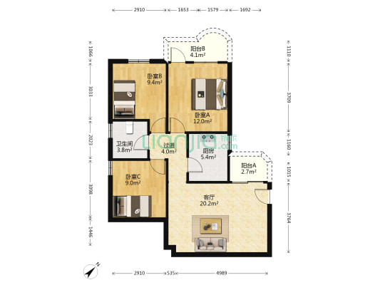 广纸北二路 3室1厅1卫 82平方