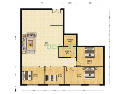 数字大厦 4室1厅0卫 1744平方