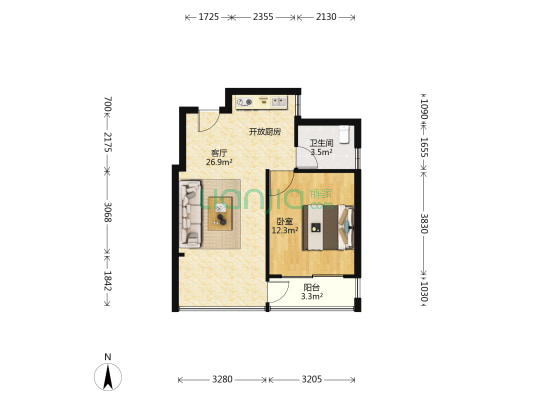 国际西苑 1室1厅1卫 58平方