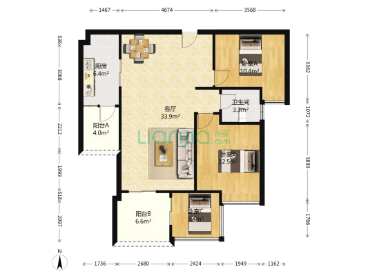 華邦·首府 3室1厅1卫 90平方