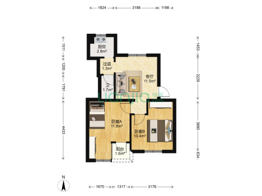 万力小区 2室1厅1卫 51平方