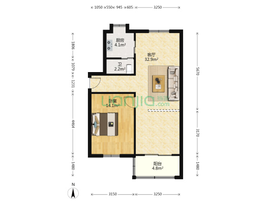 长沙商贸旅游职业技术学校 1室1厅1卫 65平方