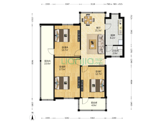 南井路 3室1厅1卫 89平方