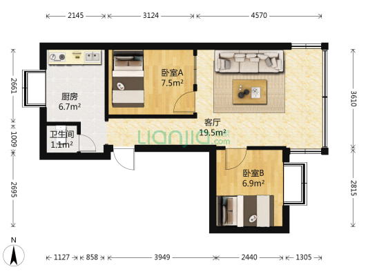 云瑞东路14号 2室1厅1卫 46平方