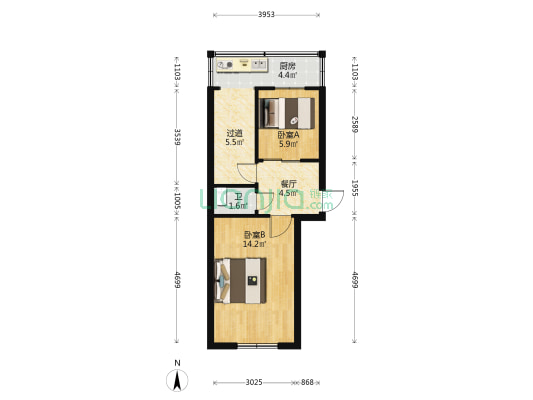 西华门4号小区 2室1厅1卫 44平方