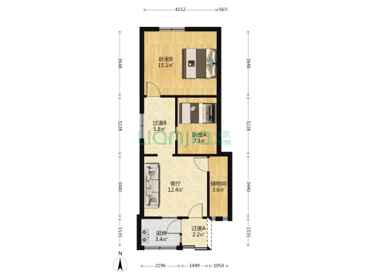 西坛新村 2室1厅0卫 55平方