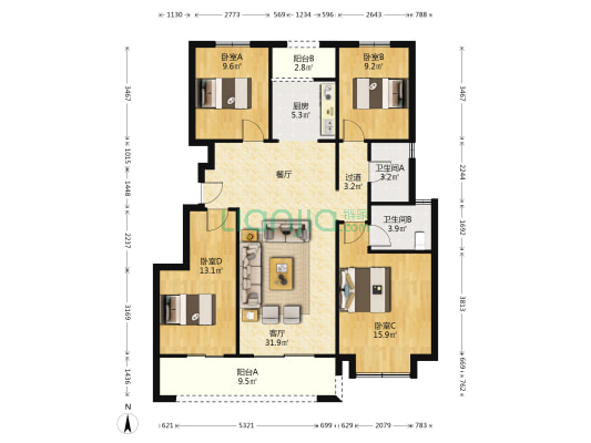 德润香山府 4室1厅2卫 123平方