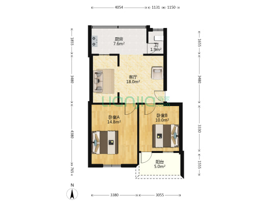 茶圣路12号 2室1厅1卫 67平方