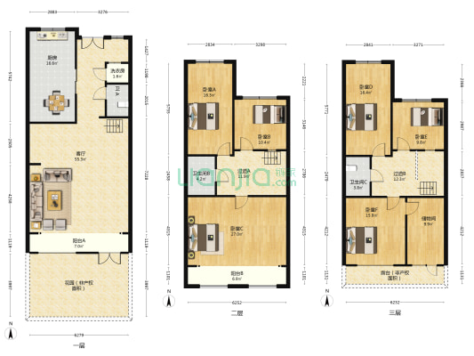 孔雀城花涧墅 6室1厅3卫 150平方
