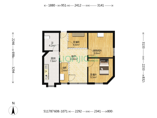江南大道34号 2室1厅1卫 67平方