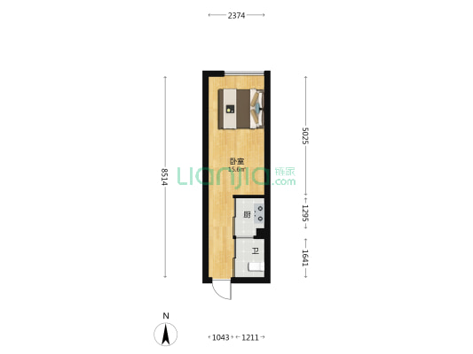 中央亿品 1室0厅1卫 29平方