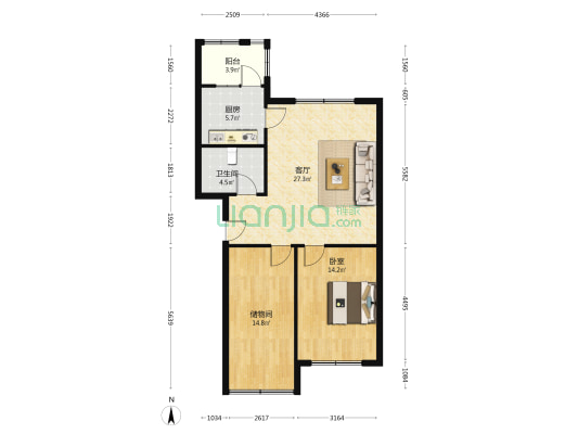 菊香园北区 1室1厅1卫 86平方