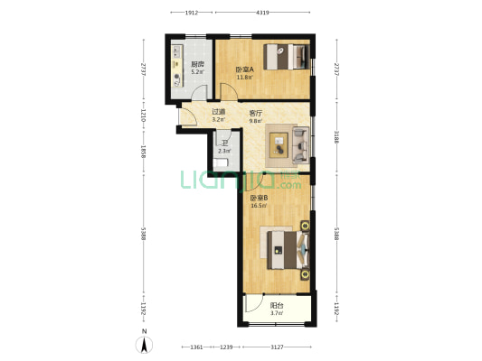 文安路 2室1厅1卫 66平方