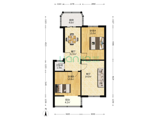 树德巷3号 2室2厅1卫 71平方