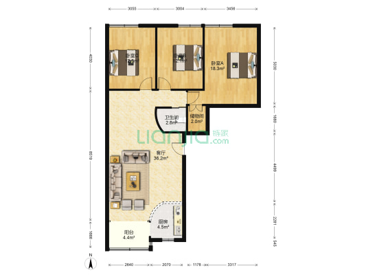 桃花园 3室1厅1卫 112平方