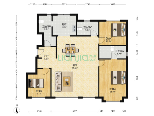 保利云禧 3室1厅3卫 143平方