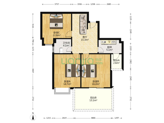 金珠苑 3室1厅1卫 90平方