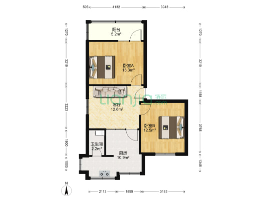 百花巷33号 2室1厅1卫 62平方