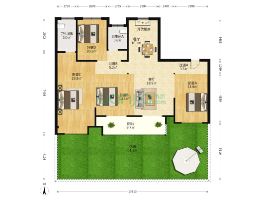 蓝光恒翔锦悦嘉苑 4室2厅2卫 133平方