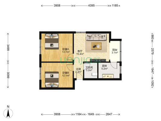 文庙后街51号 2室1厅1卫 64平方