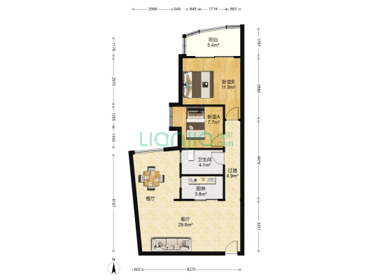 春晖苑(白云) 2室1厅1卫 75平方