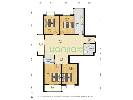 康宁家园 4室1厅2卫 147平方