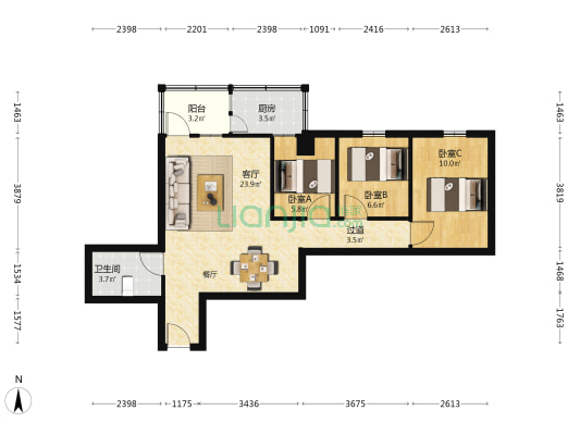 福泉楼 3室1厅1卫 80平方