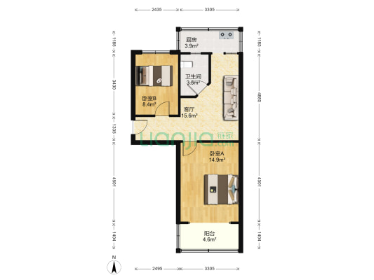 煤博馆东院 2室1厅1卫 65平方