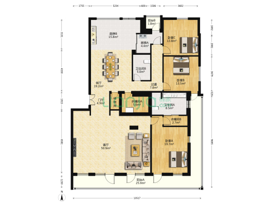 专家国际花园 3室2厅2卫 246平方