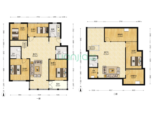 东苑 5室2厅3卫 118平方